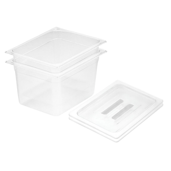 200mm Clear Gastronorm GN Pan 1/2 Food Tray Storage Bundle of 2 with Lid image