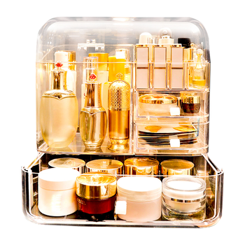 Transparent Cosmetic Storage Box Clear Makeup Skincare Holder with Lid Drawers Waterproof Dustproof Organiser image