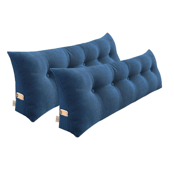 2X 100cm Blue Triangular Wedge Bed Pillow Headboard Backrest Bedside Tatami Cushion Home Decor image