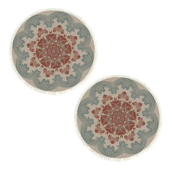 2X 90cm Mandala Round Rug Boho Design Hippie Area Rug Anti-slip Doormat, Home Decor image