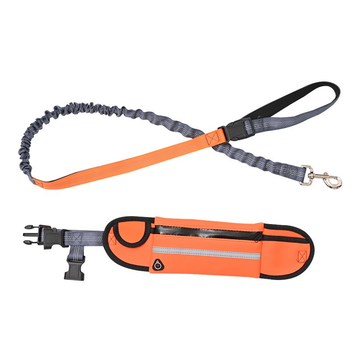 Orange Adjustable Hands-Free Pet Leash Bag Dog Lead Walking Running Jogging Pet Essentials image