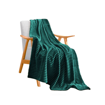 Dark GreenThrow Blanket Warm Cozy Striped Pattern Thin Flannel Coverlet Fleece Bed Sofa Comforter image