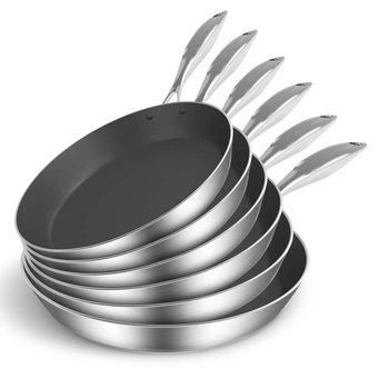 6X Stainless Steel Fry Pan Frying Pan Induction FryPan Non Stick Interior Skillet image