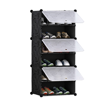 6 Tier Shoe Rack Organizer Sneaker Footwear Storage Stackable Stand Cabinet Portable Wardrobe with Cover image