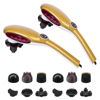 2X 6 Heads Portable Handheld Massager Soothing Stimulate Blood Flow Shoulder Yellow image