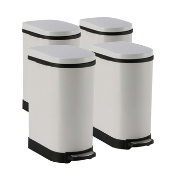 4X 10L Foot Pedal Stainless Steel Rubbish Recycling Garbage Waste Trash Bin U White image