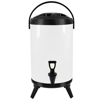 16L Stainless Steel Insulated Milk Tea Barrel Hot and Cold Beverage Dispenser Container with Faucet White image