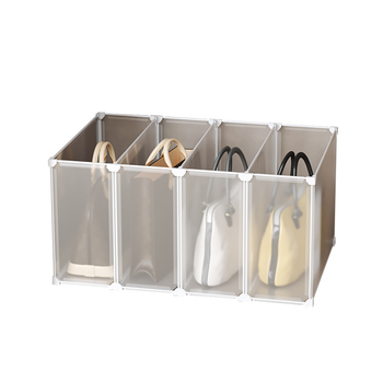 1 Tier Multifunctional PP Plastic Bag Box Portable Cubby DIY Storage Shelves Stackable Handbag Purse Organiser image
