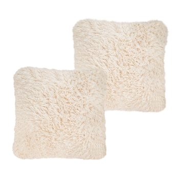 2X 50CM Beige Pillow Plush Sofa Cushion, Soft Fabric, Modern Couch Velvet, Decorative Throw Pillow image
