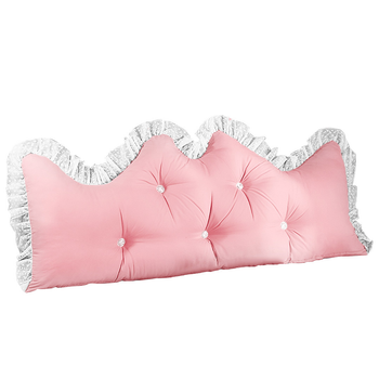 180cm Pink Princess Bed Pillow Headboard Backrest Bedside Tatami Sofa Cushion with Ruffle Lace Home Decor image