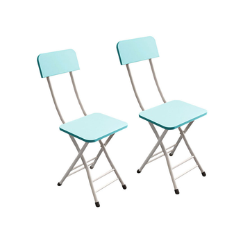 Blue Foldable Chair Space Saving Lightweight Portable Stylish Seat Home Decor Set of 2 image