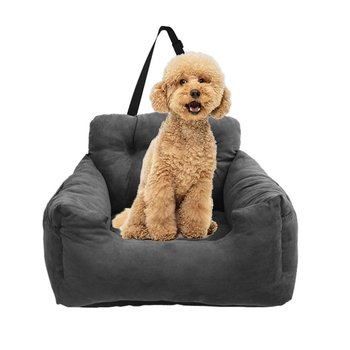 Grey Pet Car Seat Sofa Safety Soft Padded Portable Travel Carrier Bed image