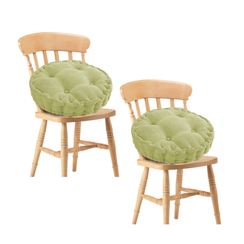 2X Green Round Cushion Soft Leaning Plush Backrest Throw Seat Pillow Home Office Decor image