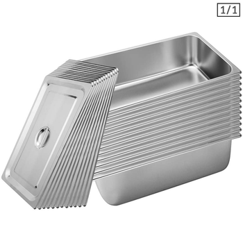 12X Gastronorm GN Pan Full Size 1/1 GN Pan 20cm Deep Stainless Steel Tray With Lid image
