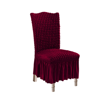 Burgundy Chair Cover Seat Protector with Ruffle Skirt Stretch Slipcover Wedding Party Home Decor image