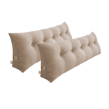 2X 150cm Beige Triangular Wedge Bed Pillow Headboard Backrest Bedside Tatami Cushion Home Decor image