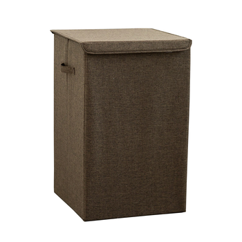 Coffee Large Collapsible Laundry Hamper Storage Box Foldable Canvas Basket Home Organiser Decor image