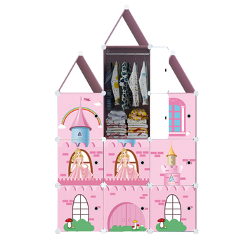 10 Cubes DIY Castle Print Portable Wardrobe Divide-Grid Modular Storage Organiser Foldable Closet image