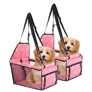2X Waterproof Pet Booster Car Seat Breathable Mesh Safety Travel Portable Dog Carrier Bag Pink image