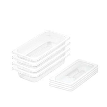 65mm Clear Gastronorm GN Pan 1/3 Food Tray Storage Bundle of 4 with Lid image