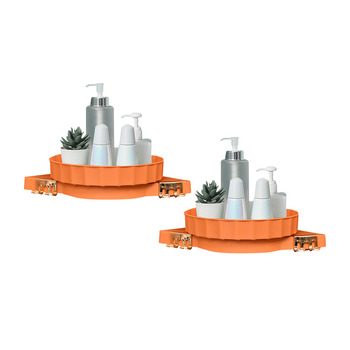2X Orange 360 Degree Wall-Mounted Rotating Bathroom Organiser Corner Vanity Rack Toilet Adhesive Storage Shelf image