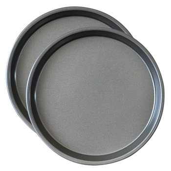 2X 8-inch Round Black Steel Non-stick Pizza Tray Oven Baking Plate Pan image