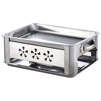 36CM Portable Stainless Steel Outdoor Chafing Dish BBQ Fish Stove Grill Plate image