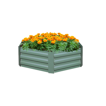 60cm Hexagon Shape Galvanised Raised Garden Bed Vegetable Herb Flower Outdoor Planter Box image