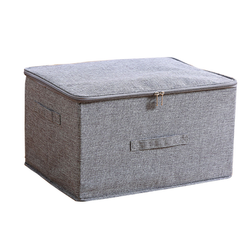 Grey Large Portable Double Zipper Storage Box Moisture Proof Clothes Basket Foldable Home Organiser image
