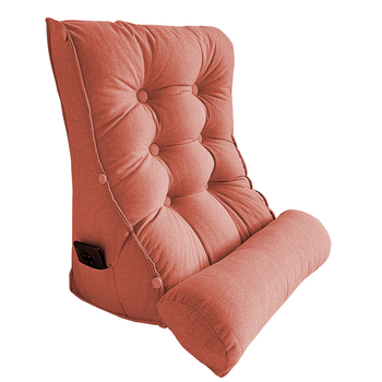 45cm Peach Triangular Wedge Lumbar Pillow Headboard Backrest Sofa Bed Cushion Home Decor image
