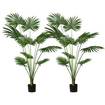 2X 180cm Artificial Natural Green Fan Palm Tree Fake Tropical Indoor Plant Home Office Decor image