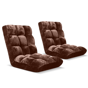 2X Floor Recliner Folding Lounge Sofa Futon Couch Folding Chair Cushion Coffee image