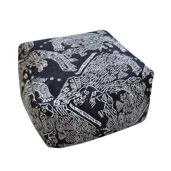 55x30cm Black Squared Soft Pouffe Seat Cushion Elegant Home Accent D?cor Stylish Footstool image