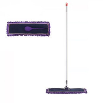 90cm Purple Microfiber Flat Mop Floor Cleaning Pads Rotating Dust Remover image