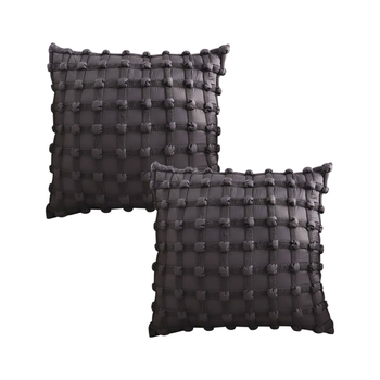2X 50cm Black Medieval-style Puff Rivet Square Product Throw Pillow image