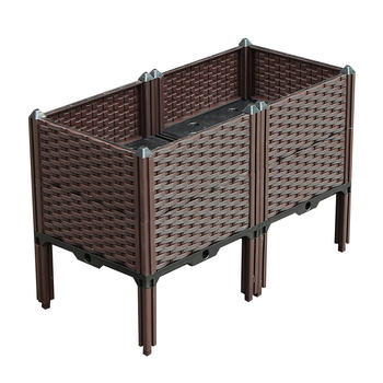80cm Raised Planter Box Vegetable Herb Flower Outdoor Plastic Plants Garden Bed with Legs Deepen image