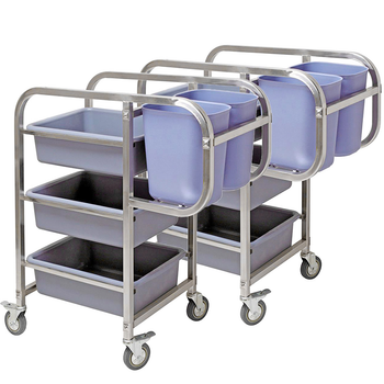 2X 3 Tier Food Trolley Food Waste Cart Five Buckets Kitchen Food Utility 82x43x92cm Square image