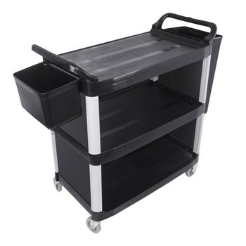 3 Tier Covered Food Trolley Food Waste Cart Storage Mechanic Kitchen with Bins image