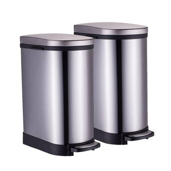 2X Foot Pedal Stainless Steel Rubbish Recycling Garbage Waste Trash Bin 10L U image