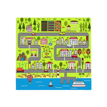 120cm Kids Rug Street Map Play Mat, Educational Baby Theme Park Area Rugs image