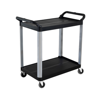 2 Tier Food Trolley Portable Kitchen Cart Multifunctional Big Utility Service with wheels 950x500x640mm Black image