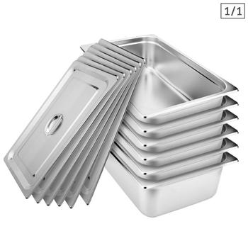 6X Gastronorm GN Pan Full Size 1/1 GN Pan 15cm Deep Stainless Steel Tray With Lid image