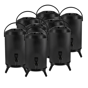 8X 18L Stainless Steel Insulated Milk Tea Barrel Hot and Cold Beverage Dispenser Container with Faucet Black image