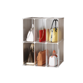 3 Tier Multifunctional PP Plastic Bag Box Portable Cubby DIY Storage Shelves Stackable Handbag Purse Organiser image