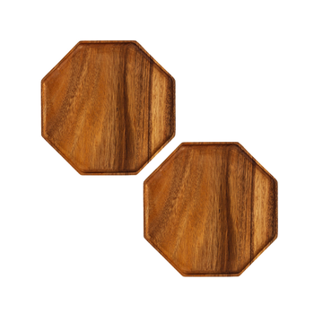 2X 25cm Octagon Wooden Acacia Food Serving Tray Charcuterie Board Centerpiece Home Decor image