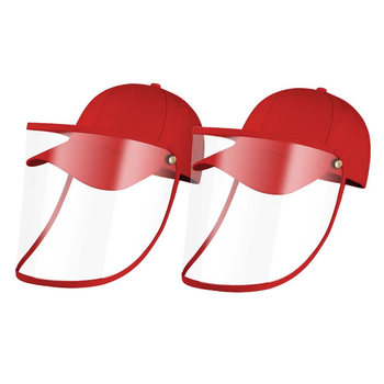 2X Outdoor Protection Hat Anti-Fog Pollution Dust Protective Cap Full Face HD Shield Cover Kids Red image