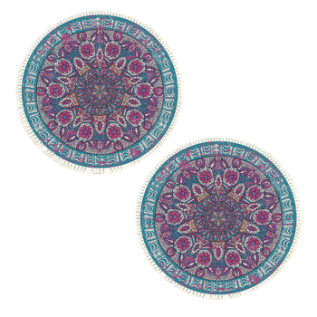 2X 120cm Mandala Area Rug for Living Room Lounge, Bedroom, Anti-slip Doormat, Home Decor image
