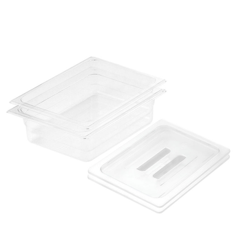 100mm Clear Gastronorm GN Pan 1/2 Food Tray Storage Bundle of 2 with Lid image