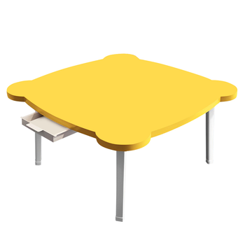Yellow Minimalist Cat Ear Portable Floor Table Small Space-Saving Mini Desk Home Decor image