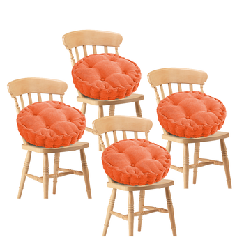 4X Orange Round Cushion Soft Leaning Plush Backrest Throw Seat Pillow Home Office Decor image